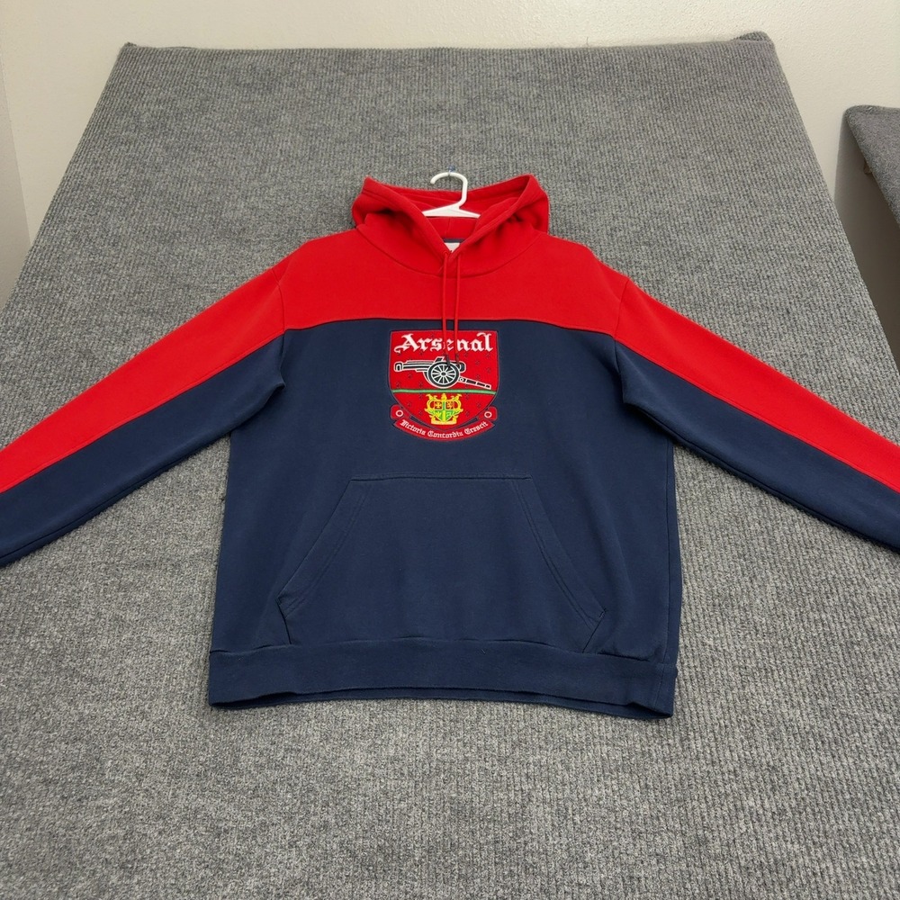 Arsenal Adidas Hoodie Mens L Red Navy Cotton Colorblock Trefoil Sportswear Style